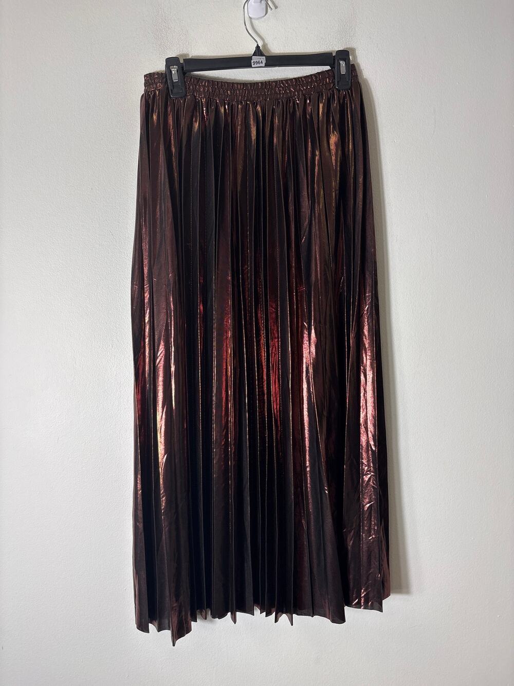 NWT En Saison Copper Pull On Pleated Maxi Skirt sz L